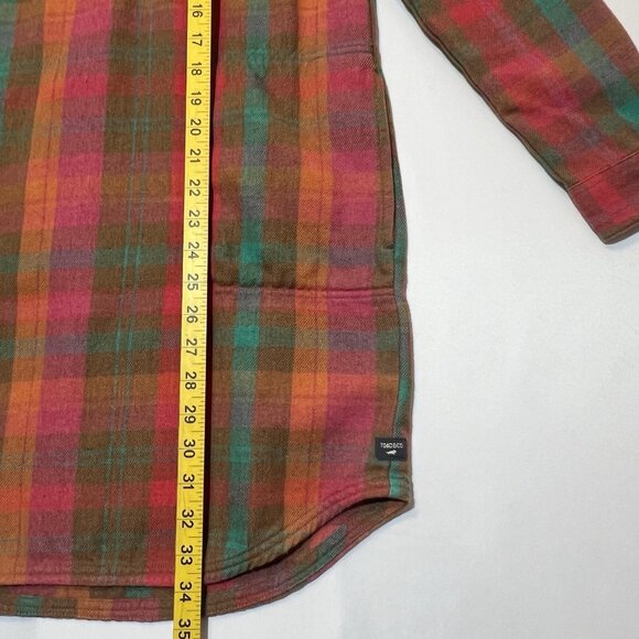Toad & Co Women Bodie Plaid Flannel ShirtDress Long Sleeve Small Size Pockets - Picture 6 of 13